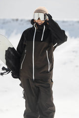 Women's Green & Black Face Vent Asym-Zip Waterproof Insulated Snow Jacket