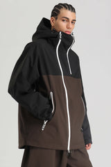 Men's White & Black Face Vent Asym-Zip Waterproof Insulated Snow Jacket