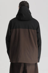 Men's Black & Coffee Face Vent Asym-Zip Waterproof Insulated Snow Jacket