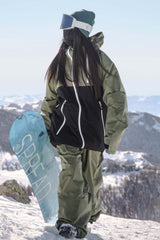 Women's Black & Coffee Face Vent Asym-Zip Waterproof Insulated Snow Jacket