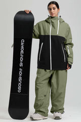 Women's Green & Black Face Vent Asym-Zip Waterproof Insulated Snow Jacket