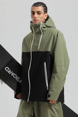 Men's Black Face Vent Asym-Zip Waterproof Insulated Snow Jacket