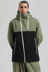 Men's Khaki & White Face Vent Asym-Zip Waterproof Insulated Snow Jacket