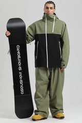 Men's Green & Black Face Vent Asym-Zip Waterproof Insulated Snow Jacket