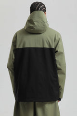 Men's Green & Black Face Vent Asym-Zip Waterproof Insulated Snow Jacket