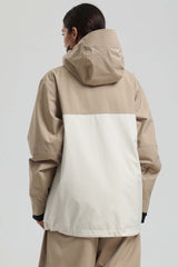 Women's Khaki & White Face Vent Asym-Zip Waterproof Insulated Snow Jacket