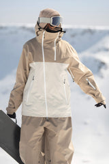 Women's Black & Coffee Face Vent Asym-Zip Waterproof Insulated Snow Jacket