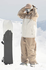 Women's Khaki & White Face Vent Asym-Zip Waterproof Insulated Snow Jacket