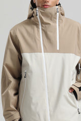 Men's Khaki & White Face Vent Asym-Zip Waterproof Insulated Snow Jacket