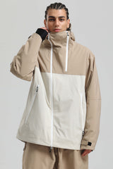 Men's Khaki Face Vent Asym-Zip Waterproof Insulated Snow Jacket