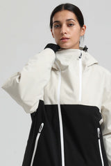 Women's White & Black Face Vent Asym-Zip Waterproof Insulated Snow Jacket