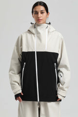 Women's White & Black Face Vent Asym-Zip Waterproof Insulated Snow Jacket