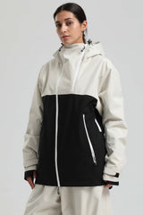 Women's White & Black Face Vent Asym-Zip Waterproof Insulated Snow Jacket