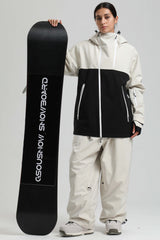 Women's White & Black Face Vent Asym-Zip Waterproof Insulated Snow Jacket