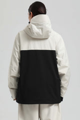 Women's White & Black Face Vent Asym-Zip Waterproof Insulated Snow Jacket