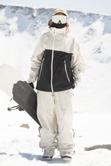 Women's White & Black Face Vent Asym-Zip Waterproof Insulated Snow Jacket