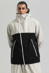 Men's Black & Grey Face Vent Asym-Zip Waterproof Insulated Snow Jacket