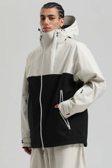 Men's Black & Grey Face Vent Asym-Zip Waterproof Insulated Snow Jacket