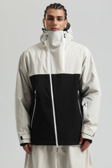 Men's White & Black Face Vent Asym-Zip Waterproof Insulated Snow Jacket