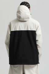 Men's White & Black Face Vent Asym-Zip Waterproof Insulated Snow Jacket