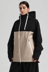 Women's Black & Grey Face Vent Asym-Zip Waterproof Insulated Snow Jacket