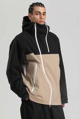 Men's Black & Khaki Face Vent Asym-Zip Waterproof Insulated Snow Jacket