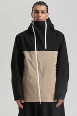 Men's Black & Khaki Face Vent Asym-Zip Waterproof Insulated Snow Jacket