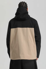 Men's Black & Khaki Face Vent Asym-Zip Waterproof Insulated Snow Jacket