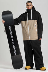 Men's Black & Khaki Face Vent Asym-Zip Waterproof Insulated Snow Jacket