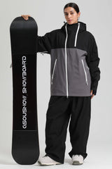 Women's Black & Grey Face Vent Asym-Zip Waterproof Insulated Snow Jacket