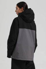 Women's Black & Grey Face Vent Asym-Zip Waterproof Insulated Snow Jacket