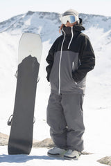 Women's Black & Coffee Face Vent Asym-Zip Waterproof Insulated Snow Jacket