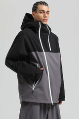 Men's Khaki & White Face Vent Asym-Zip Waterproof Insulated Snow Jacket