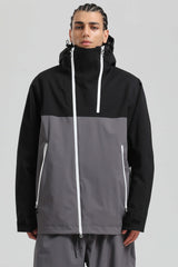 Men's Black & Grey Face Vent Asym-Zip Waterproof Insulated Snow Jacket
