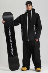 Men's Black Face Vent Asym-Zip Waterproof Insulated Snow Jacket