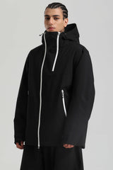 Men's Black Face Vent Asym-Zip Waterproof Insulated Snow Jacket