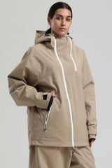 Women's Off White Face Vent Asym-Zip Waterproof Insulated Snow Jacket