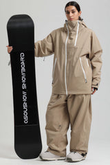 Women's Khaki Face Vent Asym-Zip Waterproof Insulated Snow Jacket
