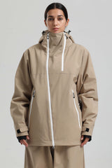 Women's Khaki Face Vent Asym-Zip Waterproof Insulated Snow Jacket