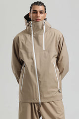 Men's Black & Khaki Face Vent Asym-Zip Waterproof Insulated Snow Jacket