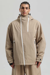 Men's Khaki Face Vent Asym-Zip Waterproof Insulated Snow Jacket