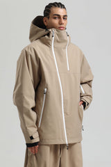 Men's Green & Black Face Vent Asym-Zip Waterproof Insulated Snow Jacket