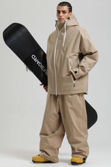 Men's Khaki Face Vent Asym-Zip Waterproof Insulated Snow Jacket