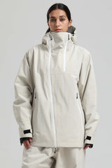 Women's Off White Face Vent Asym-Zip Waterproof Insulated Snow Jacket