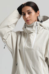 Women's Off White Face Vent Asym-Zip Waterproof Insulated Snow Jacket