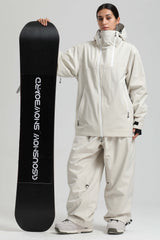 Women's Off White Face Vent Asym-Zip Waterproof Insulated Snow Jacket