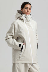 Women's Off White Face Vent Asym-Zip Waterproof Insulated Snow Jacket