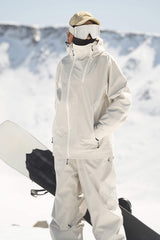 Women's Khaki & White Face Vent Asym-Zip Waterproof Insulated Snow Jacket