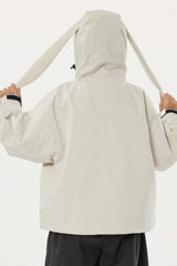 Boy's Off White Detachable Ear Hood Waterproof Insulated Snow Jacket