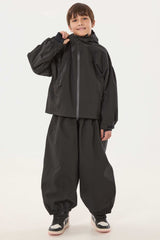 Boy's Black Detachable Ear Hood Waterproof Insulated Snow Jacket